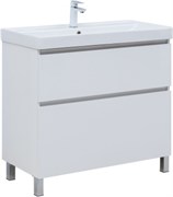 AQUANET Тумба с раковиной Вега 90 (Ирис) напольная 2 ящ. цв. белый глянец AQUANET-345378