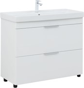 AQUANET Тумба с раковиной Ирис new 100 напольная 2 ящ. цв.белый глянец AQUANET-342096