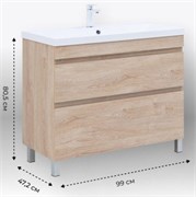 AQUANET Тумба с раковиной Нота New 100 дуб светлый AQUANET-345807