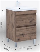 AQUANET Тумба с раковиной Нота New 60 напольная, дуб веллингтон табак AQUANET-345797