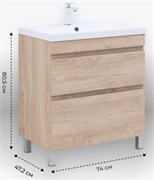 AQUANET Тумба с раковиной Нота New 75 дуб светлый AQUANET-345801