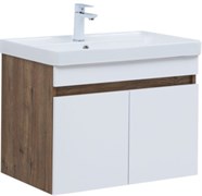 AQUANET Тумба с раковиной Оптима 80 цв. дуб рустикальный/белый сатин AQUANET-345360