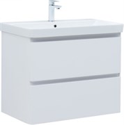 AQUANET Тумба с раковиной Эмбер 80 2 ящ. цв.белый матовый (раковина Luxury) AQUANET-332492