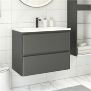AQUANET Тумба с раковиной Эмбер 80 2 ящ. цв.черный матовый (раковина Luxury) AQUANET-332493