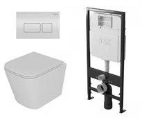 DK Комплект Унитаз подвесной безободковый D&K Berlin DT1436516, 490*340*350мм, сиденье микролифт, белый+Инсталляция рамная скрытого монтажа D&K DI8055119, 550*100*1190мм, для подвесного унитаза, универсальная+Клавиша смыва D&K Berlin DB1439016, белый DS1431626
