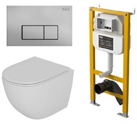 DK Комплект Унитаз подвесной безободковый D&K Matrix DT1396016+Инсталляция рамная скрытого монтажа D&K DI8050127, 500*117*1270мм, для подвесного унитаза+Клавиша смыва D&K Rhein DB1499002, матовый хром DS1391626