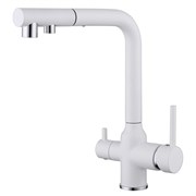 ABBER Смеситель Emotion AF8814W для кухни с подключением фильтра и выдвижной лейкой, белый матовый AF8814W
