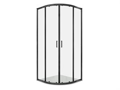 AQUATEK Душевой уголок 1/4 круга, двери раздвижные, 200x90x90 см, профиль черный матовый, стекло прозрачное, закаленное AQ.RO.090.1BL
