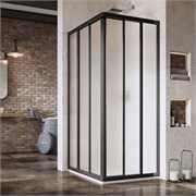 RAVAK Supernova Душевой уголок квадратный размер 90x90 см двери раздвижные, профиль - черный / стекло - матовое 15V703R2ZG