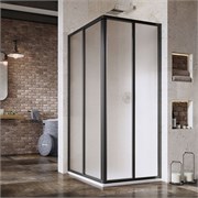 RAVAK Supernova Душевой уголок квадратный размер 75x75 см двери раздвижные, профиль - черный / стекло - матовое 14V303O2ZG