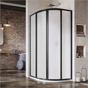 RAVAK Supernova Душевой уголок четверть круга размер 80x80 см двери раздвижные, профиль - черный / стекло - полистирол 3114O30211