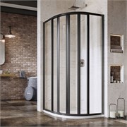 RAVAK Supernova Душевой уголок четверть круга размер 90x90 см двери раздвижные, профиль - черный / стекло - прозрачное 3207O302Z1