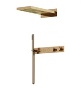 SANCOS Душевой комплект Линн (Linn) SC9023BB встраиваемый, с термостатом и внутренней частью, шлангом 150 см, верхним 55x28 см и ручным 20 см душем, вакуумное напыление (PVD-покрытие), брашированная бронза SC9023BB