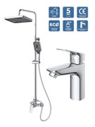 BELBAGNO DUE Комплект для ванной - душевая стойка и смеситель для раковины DUE-DOCM/LVM-CRM