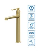 BELBAGNO BOHEME Смеситель для накладной раковины без донного клапана, брашированное золото BOHEME-LMC-BORO-W0 BOHEME-LMC-BORO-W0
