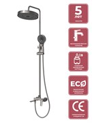 CEZARES METAURO-CVD-GM Душевая стойка со смесителем и изливом, оружейная сталь METAURO-CVD-GM