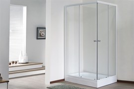 ROYAL BATH HPD 100x120 Душевой уголок прямоугольный, стекло 6 мм прозрачное, профиль алюминий  белый, дверь раздвижная