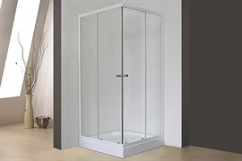 ROYAL BATH HPD 115x120 Душевой уголок прямоугольный, стекло 6 мм прозрачное, профиль алюминий  белый, дверь раздвижная