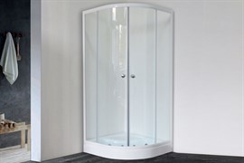 ROYAL BATH HKD 90x90 Душевой уголок полукруглый (четверть круга), стекло 6 мм прозрачное, профиль алюминий  белый, дверь раздвижная