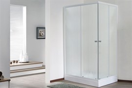 ROYAL BATH HPD 100x80 Душевой уголок прямоугольный, стекло 6 мм матовое, профиль алюминий  белый, дверь раздвижная