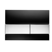 TECEsquare, панель смыва с двумя клавишами стеклянная, цвет: стекло черное, клавиши хром глянцевый