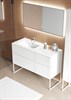 SANVIT ЛИРА Тумба напольная для ванной комнаты с раковиной со смещением, 4 выдвижных ящика, на металлической раме с открытием Push-To-Open - фото 175580