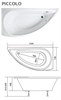 1MARKA Piccolo Ванна асимметричная пристенная размер 150х75 см, цвет белый - фото 204718