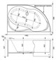 AQUANET Graciosa Ванна акриловая асимметричная встраиваемая / пристенная размер 150x90 см с каркасом R, белый - фото 218968