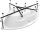 AQUANET Vista Ванна акриловая четверть круга встраиваемая / пристенная размер 150x150 см с каркасом, белый - фото 219390