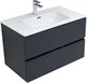 AQUANET Мебель для ванной подвесная Алвита New 80 2 ящика, антрацит - фото 225818