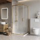 BELBAGNO Luce Душевой уголок квадратный размер 90x90 см профиль - золото / стекло - прозрачное, двери раздвижные, стекло 6 мм LUCE-A-2-90-C-ORO - фото 228588
