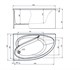TIMO Iva Акриловая ванна асимметричная левая 1500*950*700  белый - фото 233091