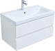 AQUANET Тумба под раковину подвесная Беркли 80 белый глянец (2 ящика) AQUANET-302351 - фото 266015