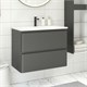 AQUANET Тумба под раковину подвесная Эмбер 80 черный матовый AQUANET-330468 - фото 269519
