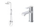 BELBAGNO Aurora Комплект для ванной - душевая стойка с изливом и смеситель для раковины AURORA-VSCM/LVM-CRM, хром AURORA-VSCM/LVM-CRM - фото 292399