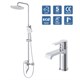 BELBAGNO Aurora Комплект для ванной - душевая стойка с изливом и смеситель для раковины AURORA-VSCM/LVM-CRM, хром AURORA-VSCM/LVM-CRM - фото 292400