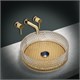 VINCEA Раковина стеклянная VBS-5GL04, 400*400*125, накладная, цвет прозрачный/золото VBS-5GL04 - фото 319344