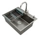 AZARIO Кухонная мойка NICOLE 600х500х220 нержавеющая сталь, в комплекте сифон, диспенсер, коландер, серая соты (AZG6050H) AZG6050H