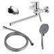 AZARIO Смеситель для ванны Alanti керамический картридж, длинный излив, с ручным душем, шланг 150 см, хром (AZ-K1732) AZ-K1732