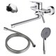 AZARIO Смеситель для ванны Lursy керамический картридж, длинный излив, с ручным душем, шланг 150 см, хром (AZ-K1749) AZ-K1749