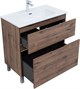AQUANET Тумба с раковиной Алвита new 80 (Flash) напольная 2 ящ. цв.дуб веллингтон табак AQUANET-345690