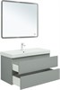 AQUANET Тумба с раковиной Вега 2.0 100 2 ящ. цв.мисти грин (раковина Ирис) AQUANET-344752