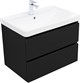 AQUANET Тумба с раковиной Вега 2.0 70 2 ящ. цв.черный (раковина Ирис) AQUANET-344746