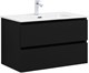 AQUANET Тумба с раковиной Вега 2.0 80 2 ящ. цв.черный (раковина Flat) AQUANET-344767
