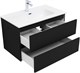 AQUANET Тумба с раковиной Вега 2.0 80 2 ящ. цв.черный (раковина Flat) AQUANET-344767