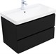 AQUANET Тумба с раковиной Вега 2.0 80 2 ящ. цв.черный (раковина Ирис) AQUANET-344747