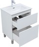 AQUANET Тумба с раковиной Вега 60 (Flat) напольная 2 ящ. цв. белый глянец AQUANET-345380