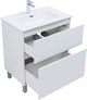 AQUANET Тумба с раковиной Вега 70 (Ирис) напольная 2 ящ. цв. белый глянец AQUANET-345376