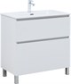 AQUANET Тумба с раковиной Вега 80 (Flat) напольная 2 ящ. цв. белый глянец AQUANET-345382