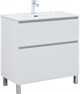 AQUANET Тумба с раковиной Вега 80 (Flat) напольная 2 ящ. цв. белый глянец AQUANET-345382